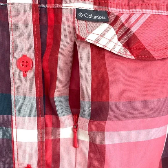 COLUMBIA Wm's L Omni-Shade Nylon Shirt Quick Dry Vented Fish Hike Camp Outdoors - Picture 7 of 12